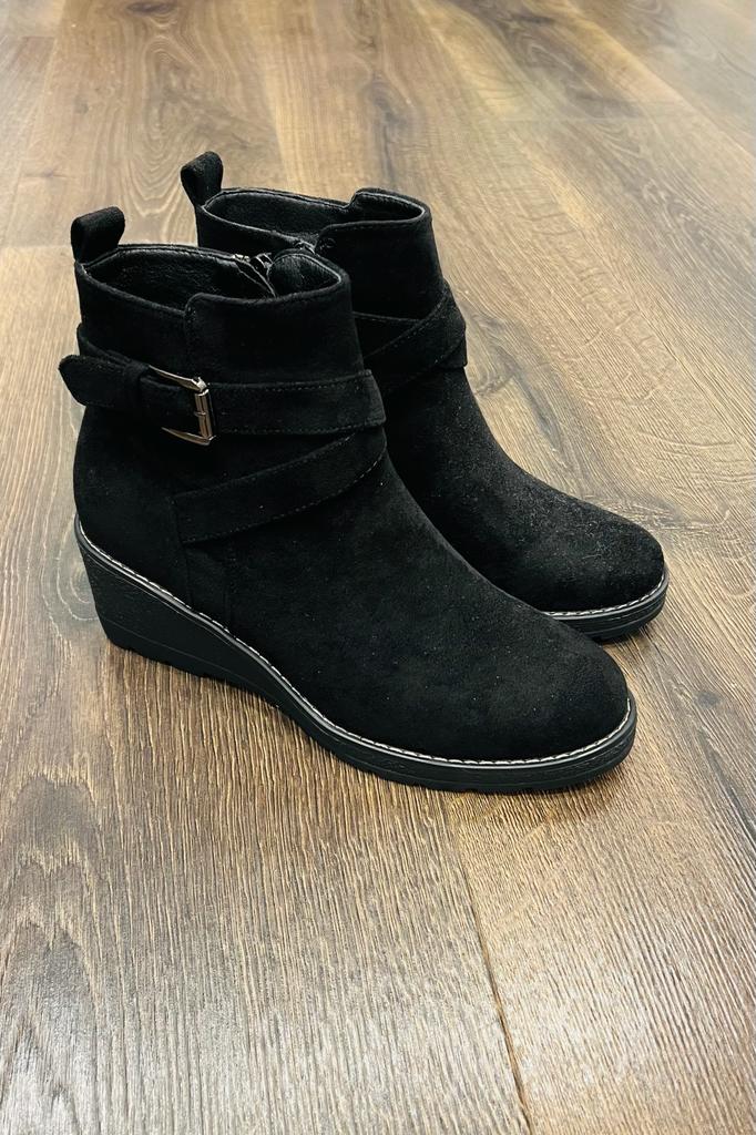Buckle Wedge Ankle Boot