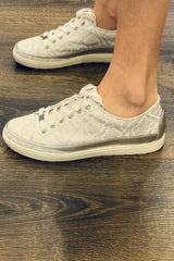Caprice Snake Print Leather Lace up Trainer
