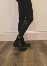 Chunky Ankle Strap Boot