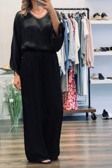 Satin Pocket Wide Leg Trousers