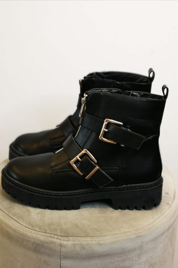 Chunky Ankle Strap Boot
