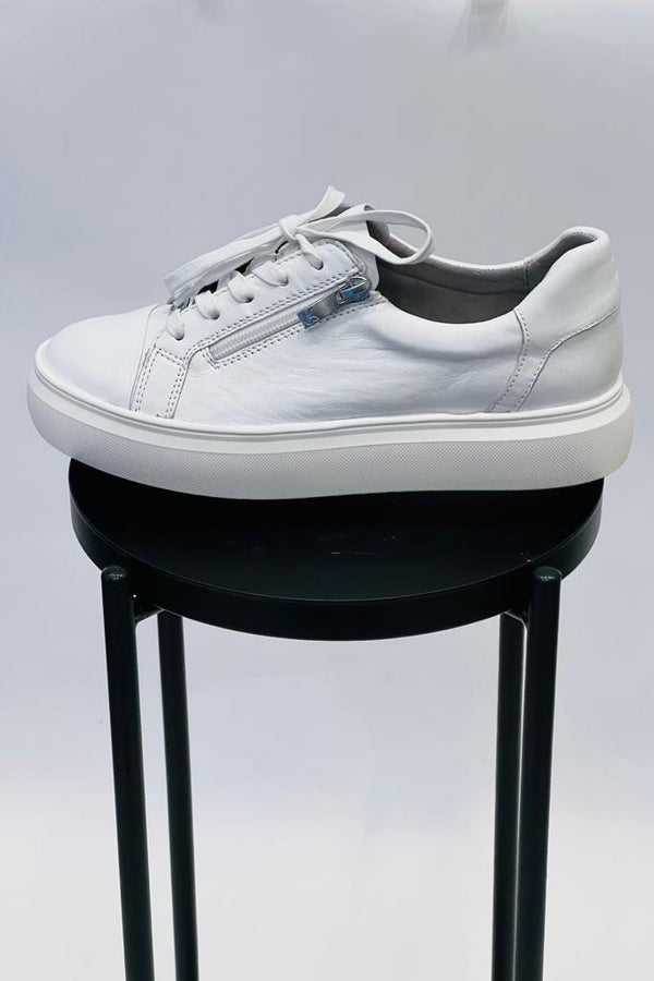 Caprice Leather Zip Flatform Sneaker