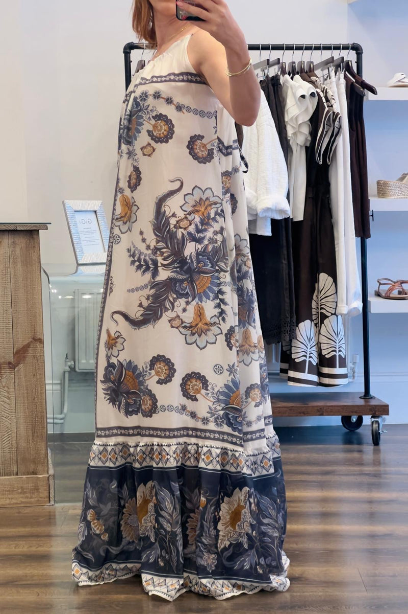 Tye Back Paisley Maxi Dress