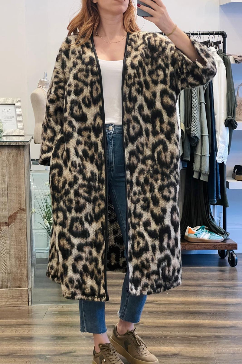 Longline Pocket Leopard Jacket