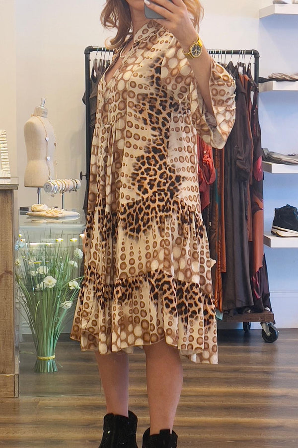 Flute Sleeve Midi Dress