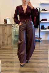 Faux Leather Barrel Trousers