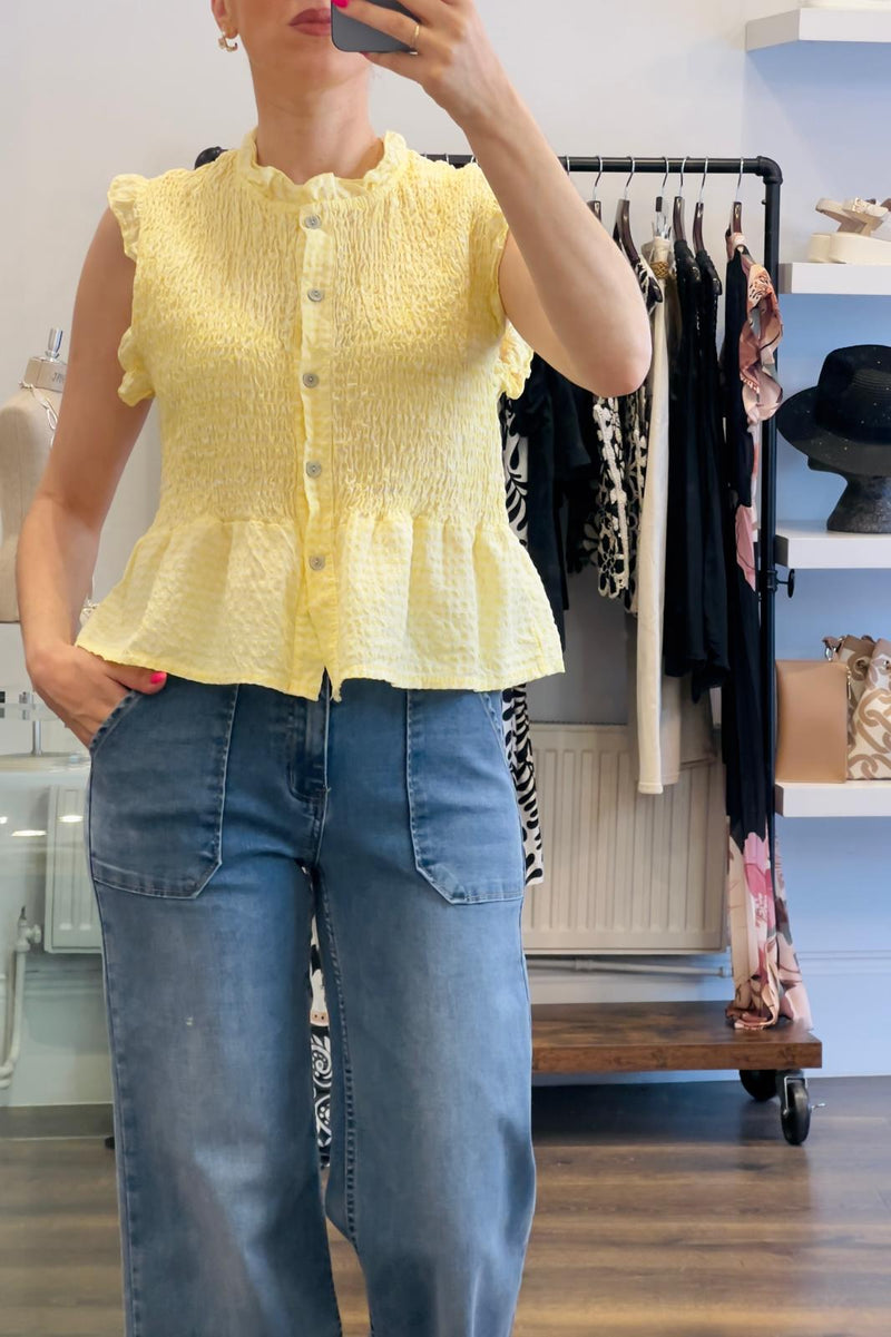 Gingham Shirred Top