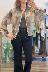 Sheer Print Bomber Jacket