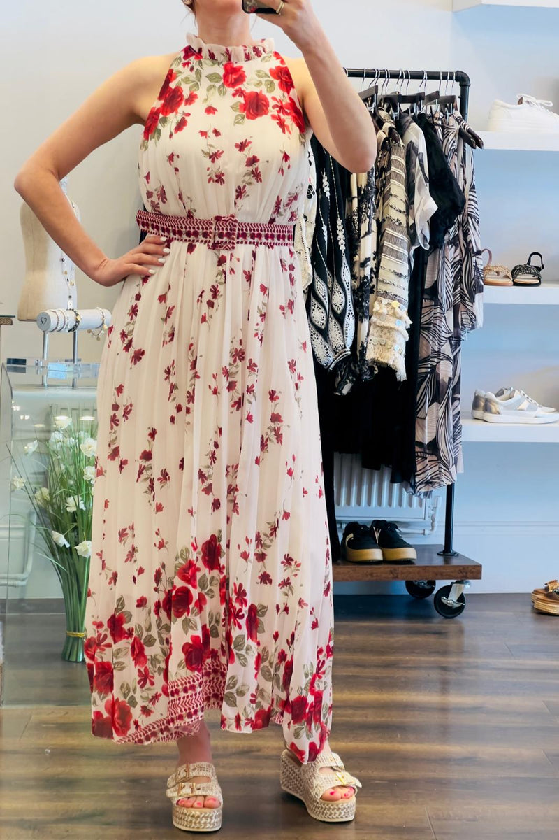 Trapeze Maxi Pleat Dress