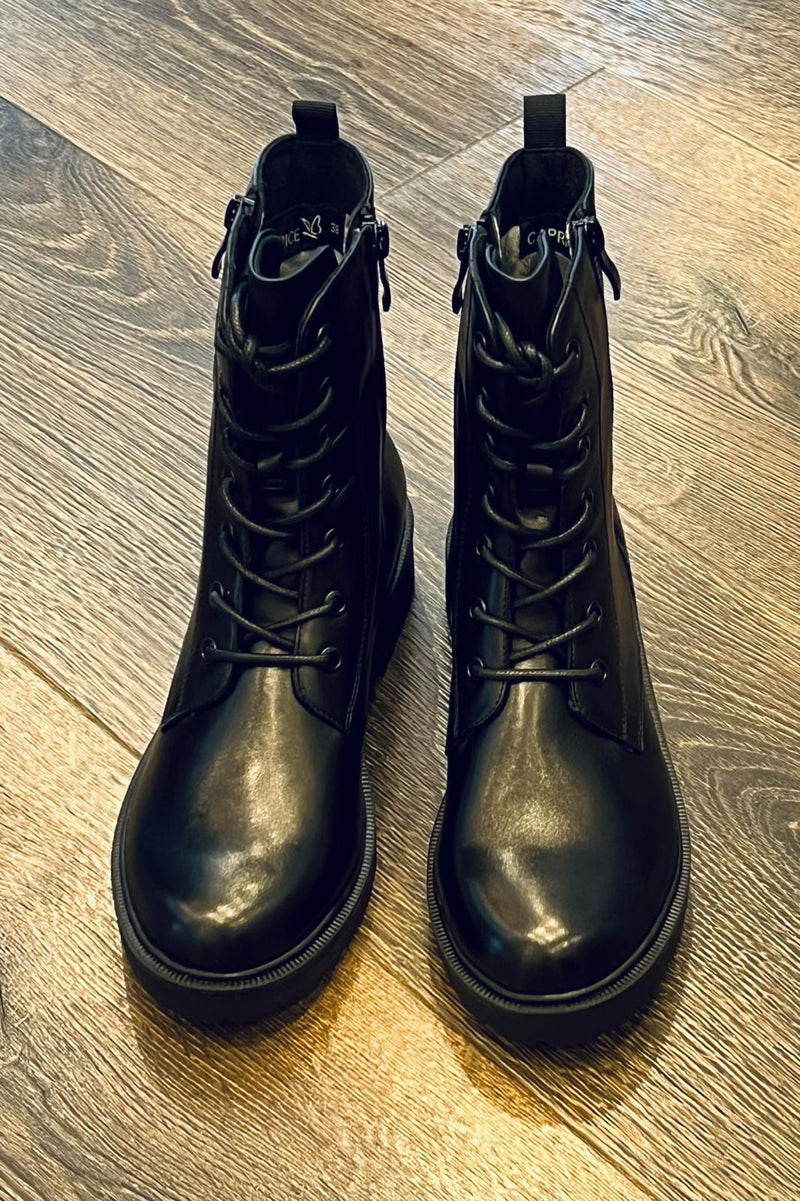 Caprice Leather Combat Boot