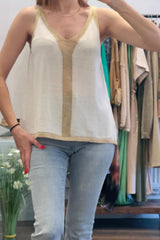 Shimmer Trim V Neck Vest Top