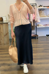 Lurex Trim V Neck Cardigan