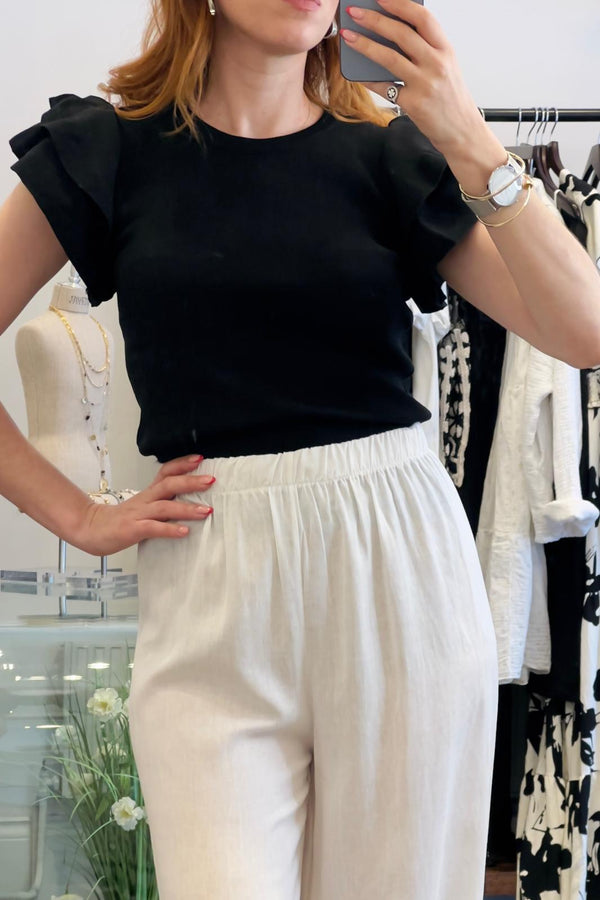 Ruffle Sleeve Knit Top