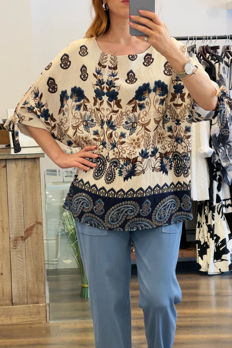 Paisley Cold Shoulder Top