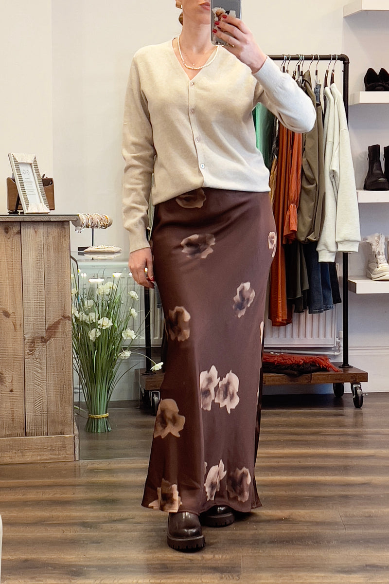 Floral Maxi Satin Skirt