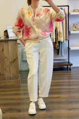 Floral Sheer Bomber Jacket