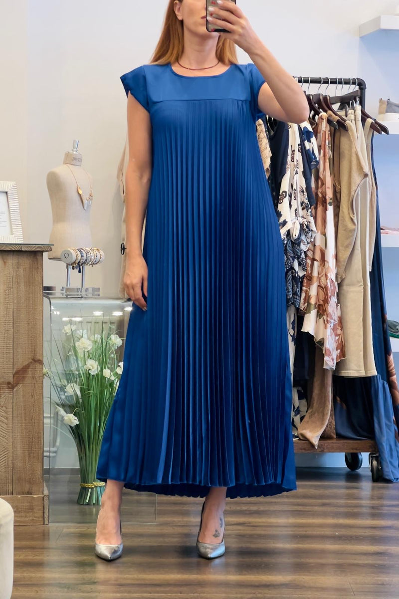 Short Sleeve Pleated  Maxi