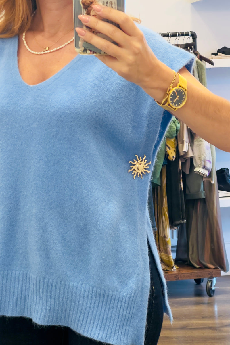 V Neck Poncho Tank Knit
