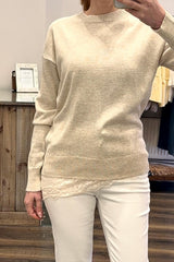 Lace Trim Crew Neck Knit
