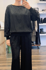 Satin Print Round Neck Top