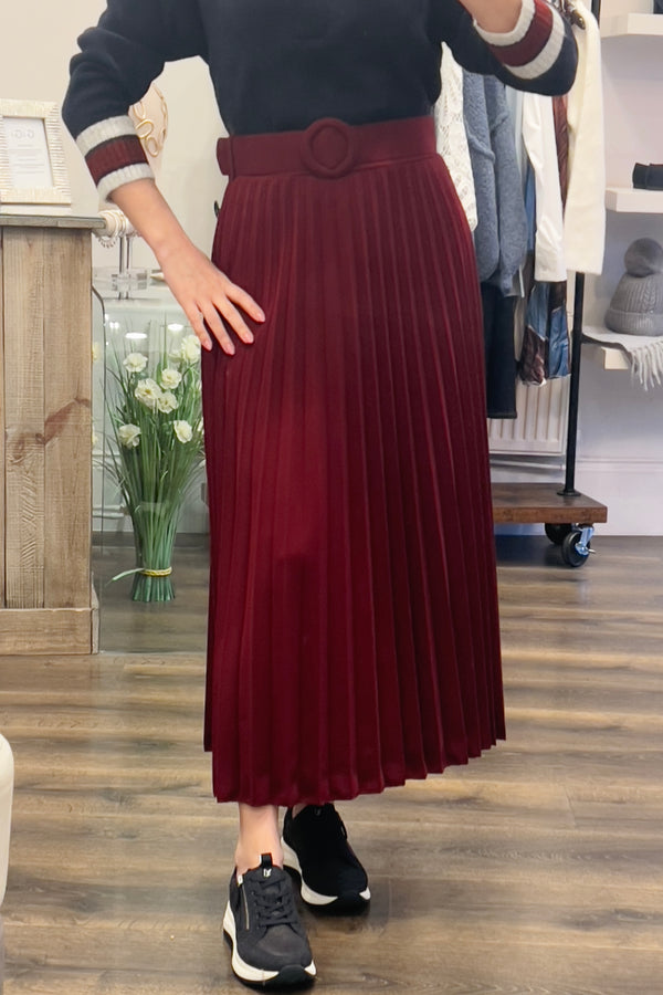 Belted Pleated Skirt