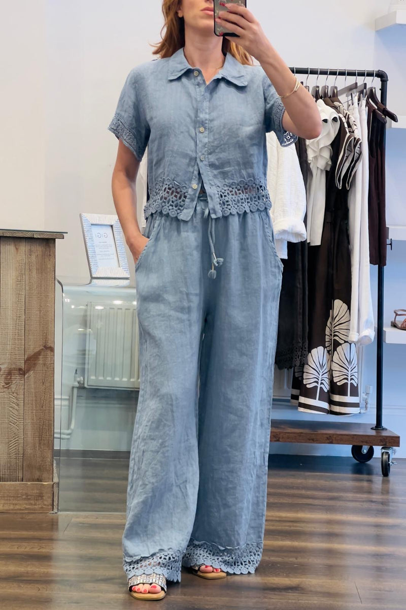 Linen Crochet Trousers
