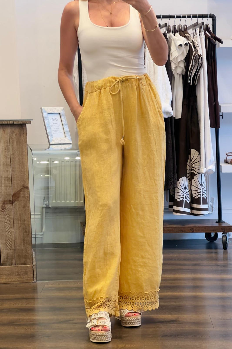 Linen Crochet Trousers