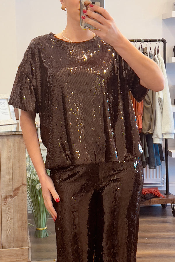 Short Sleeve Sequin Blouse