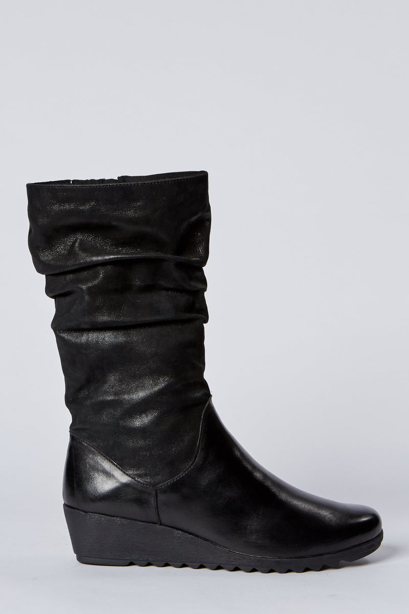 Caprice Wedge Leather Boot