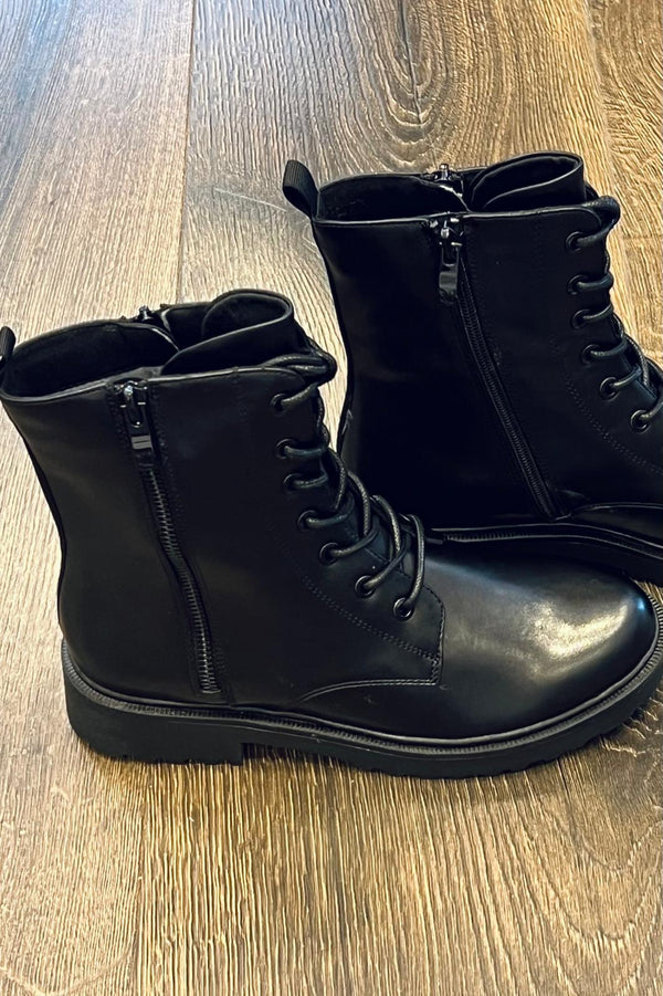 Caprice Leather Combat Boot