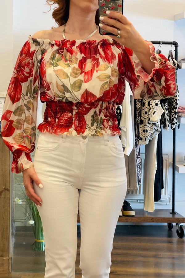 Bardot Floral Top