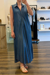 Denim V-Neck A-Line Dress