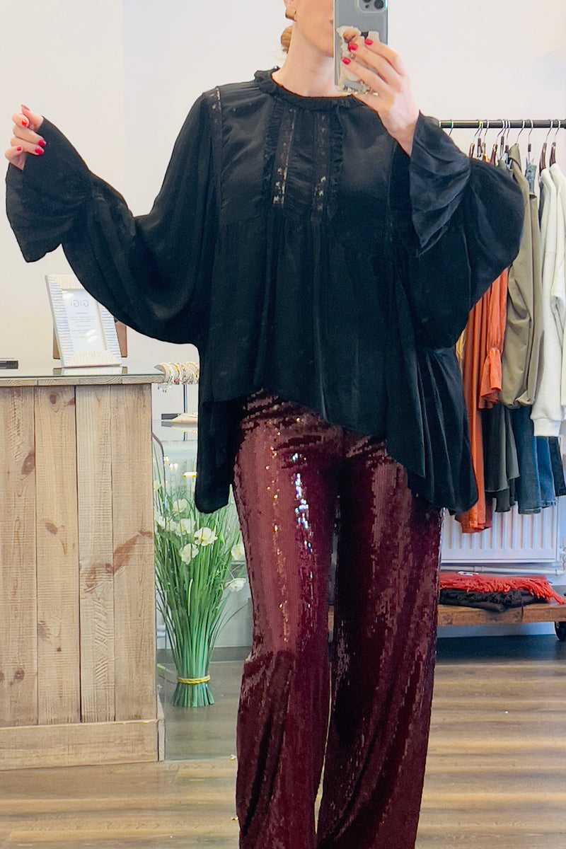 Ruffle Batwing Blouse