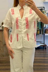Short Sleeve Embroidered Top