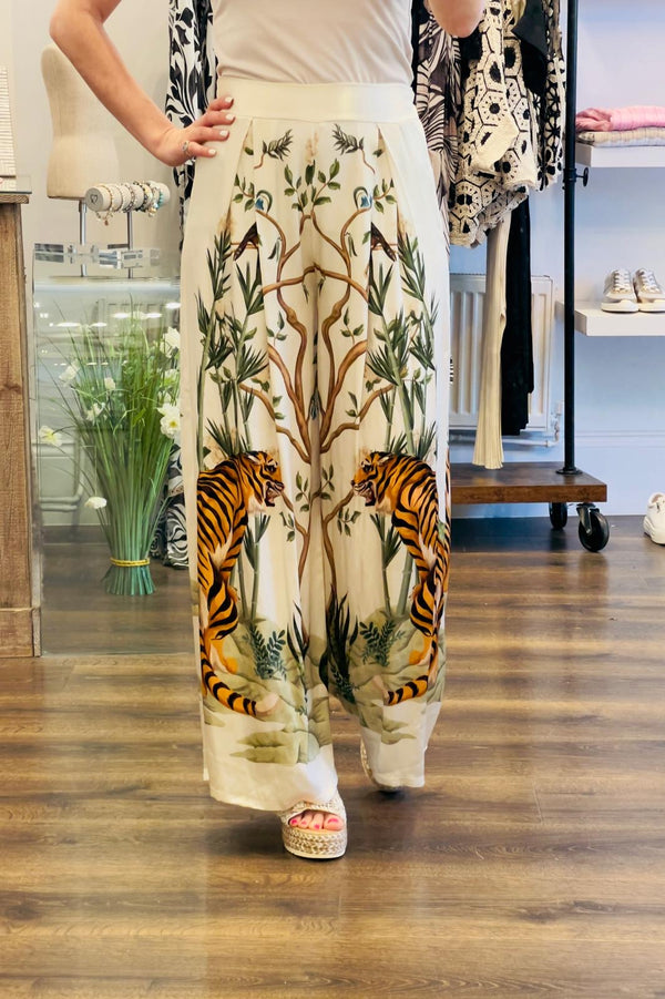 Wide Leg Print Trousers
