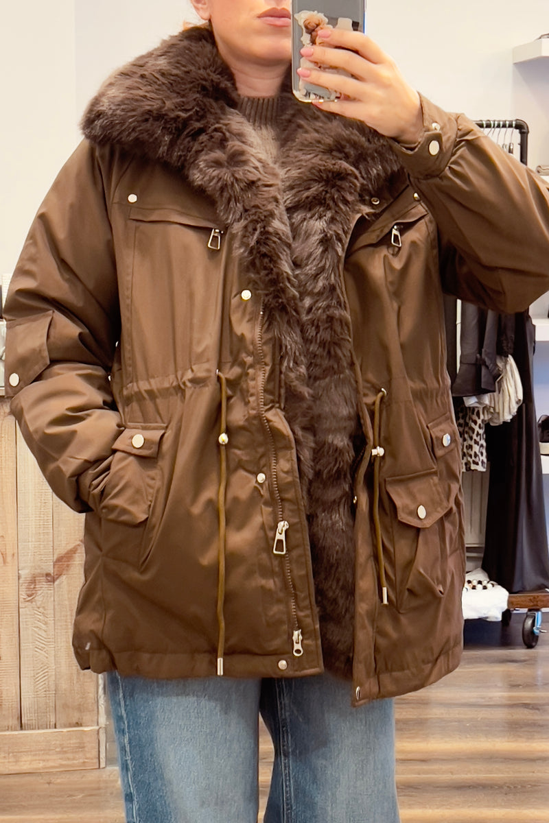 FAUX FUR PARKA COAT