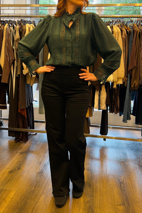 Tocada Pull Up Wide Leg Jeans