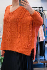 V-Neckline Cable Knit