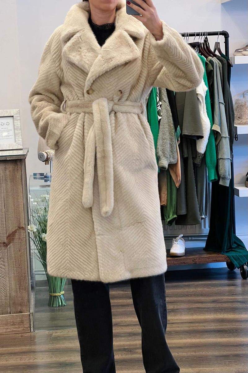 Belted Faux Fur Coat