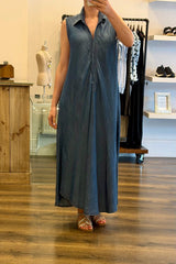 Denim V-Neck A-Line Dress
