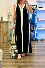 V Neck Contrast Maxi