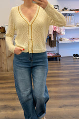 Lurex Trim V Neck Cardigan