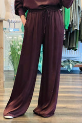 Satin Pocket Wide Leg Trousers