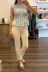 Gingham Shirred Top