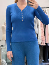 V Neckline Ribbed Knit