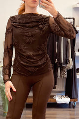 Floral Sheer Mesh  Blouse