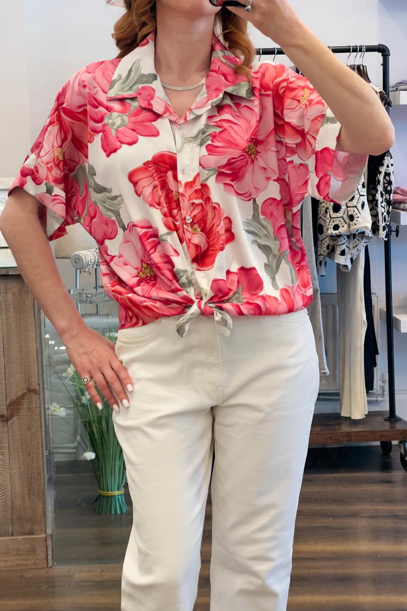 Floral Satin Tye Shirt