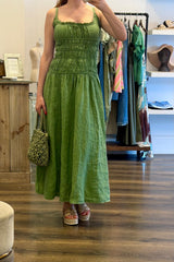 Smocked Linen Dress