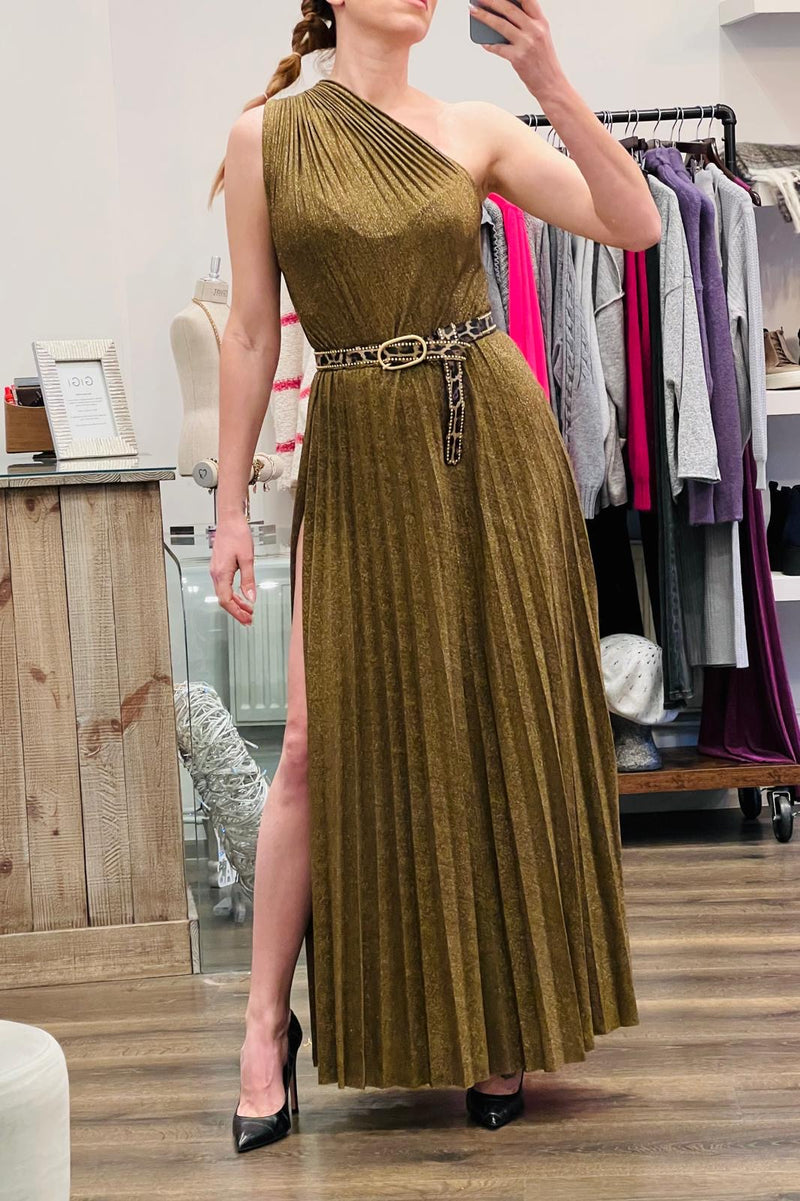 One Shoulder Shimmer Maxi Dress