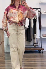 Sheer Print Bomber Jacket